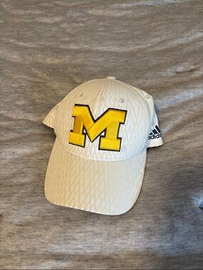 Michigan - Reflective material adidas White and Yellow Embroidered Hat